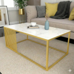 Modern Golden Frame Marble Top Coffee Table